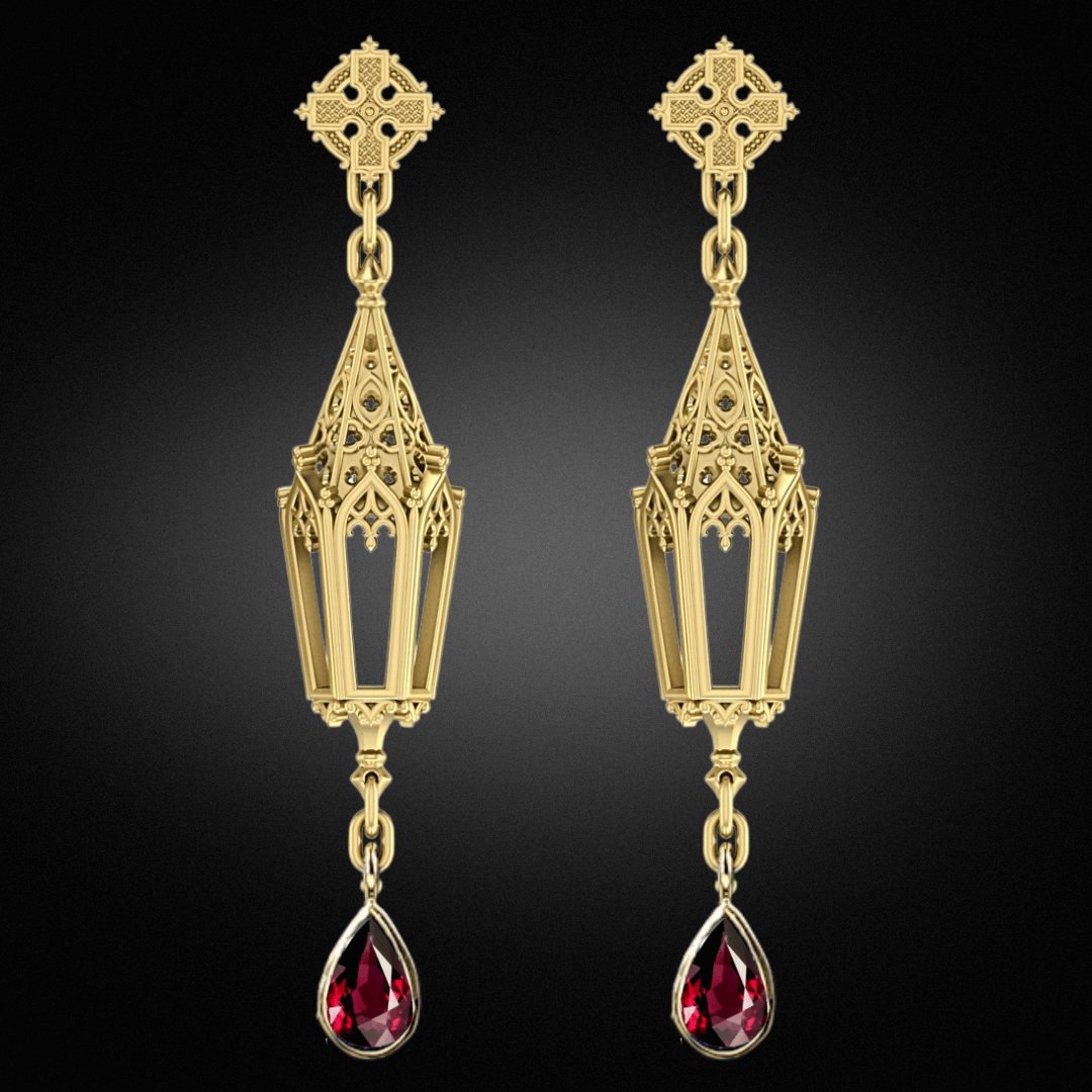 Garnet Lantern Earrings