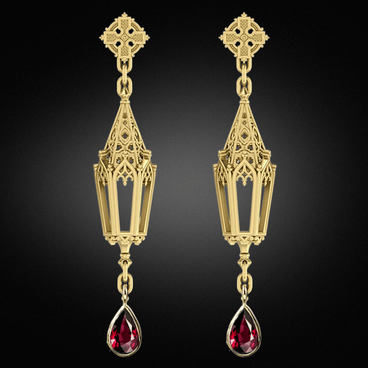 Garnet Lantern Earrings