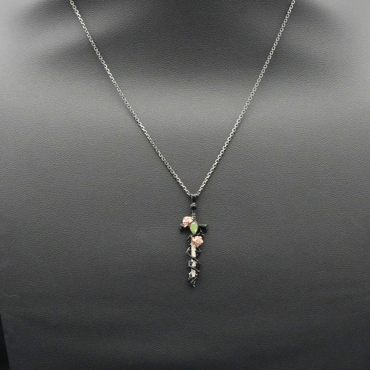 Petite Holy Rose Sword Necklace Silver