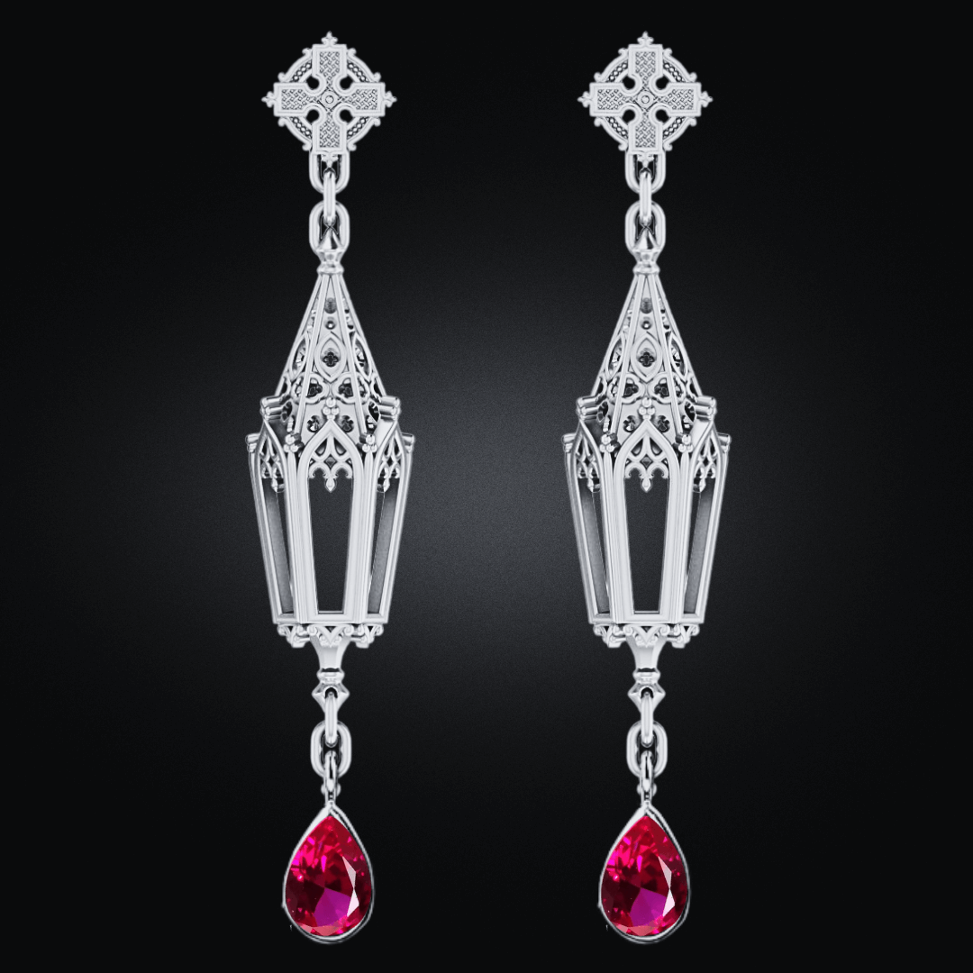 Garnet Sterling Silver Lantern Earrings