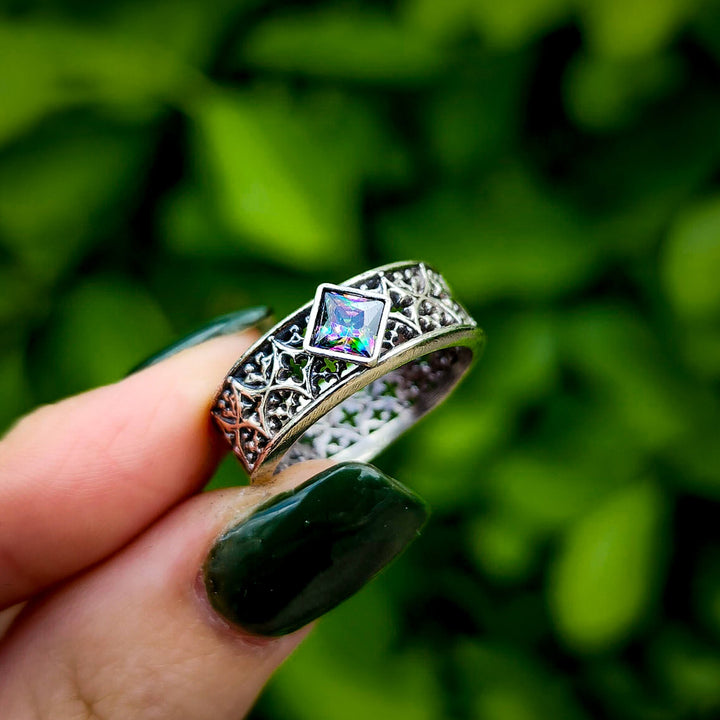 Alexandrite Gothic Band Ring