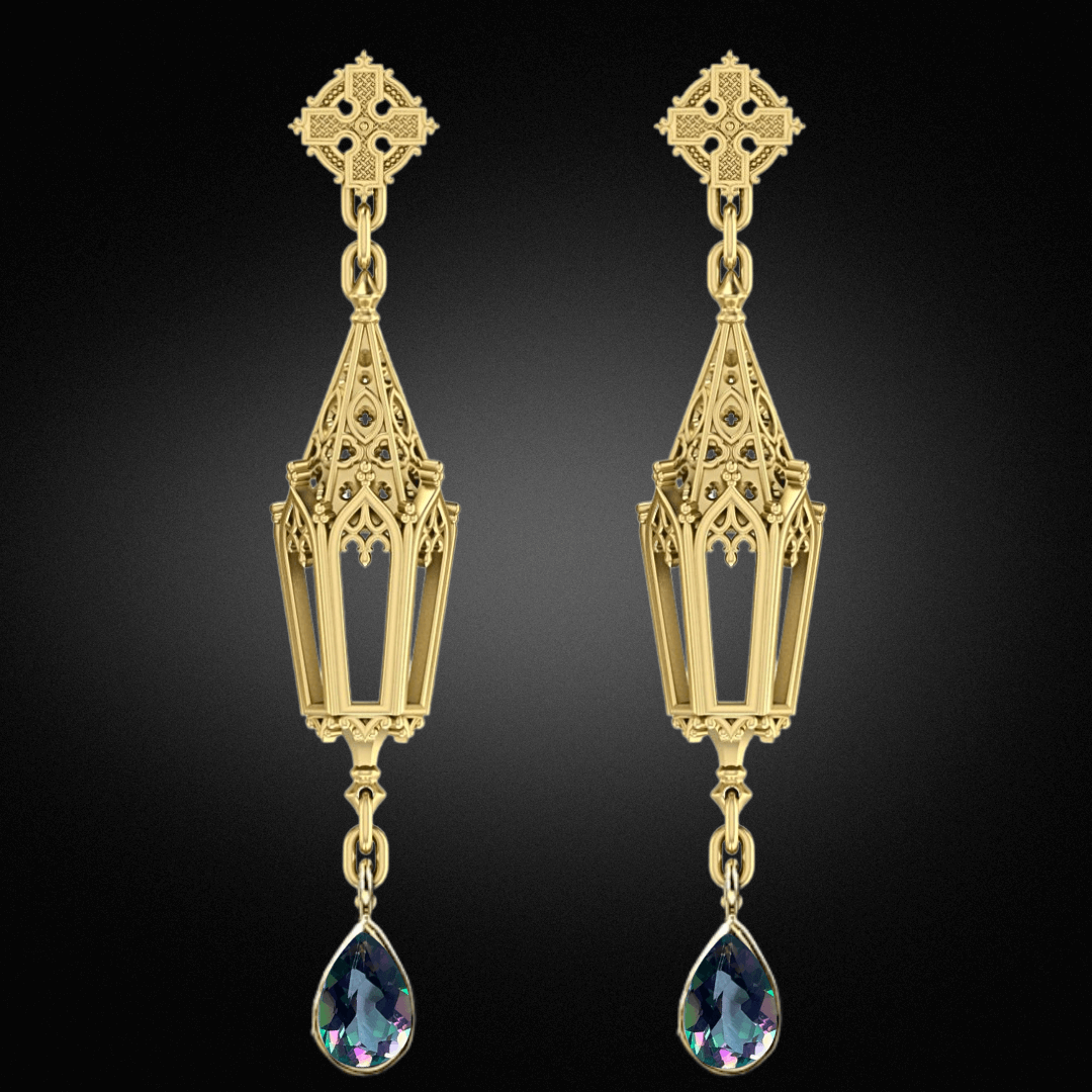 Mystic Topaz Gold Lantern Earrings