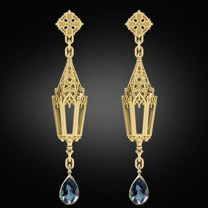 Mystic Topaz Gold Lantern Earrings