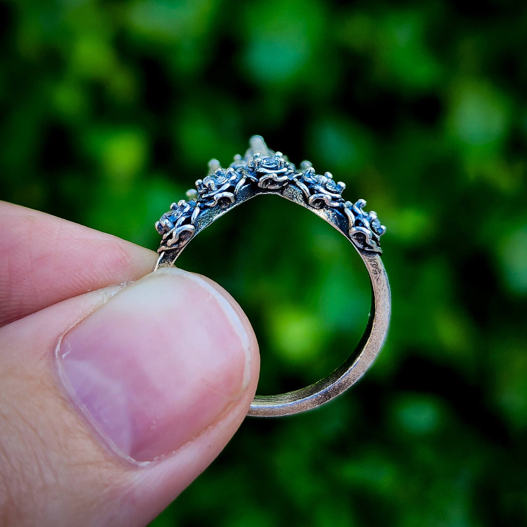 Silver Crystal Castle Ring