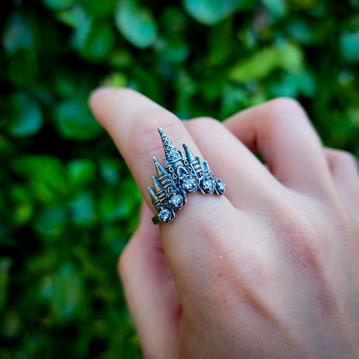 Silver Crystal Castle Ring