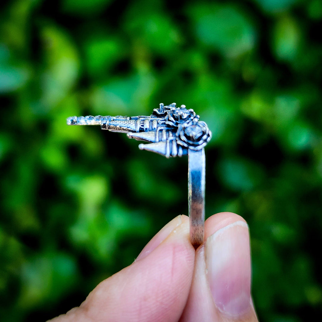 Silver Crystal Castle Ring