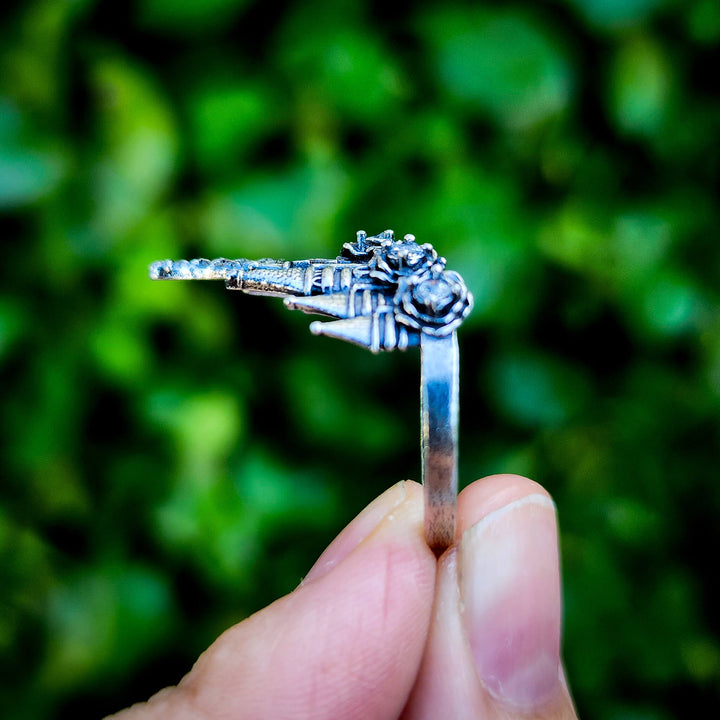 Silver Crystal Castle Ring