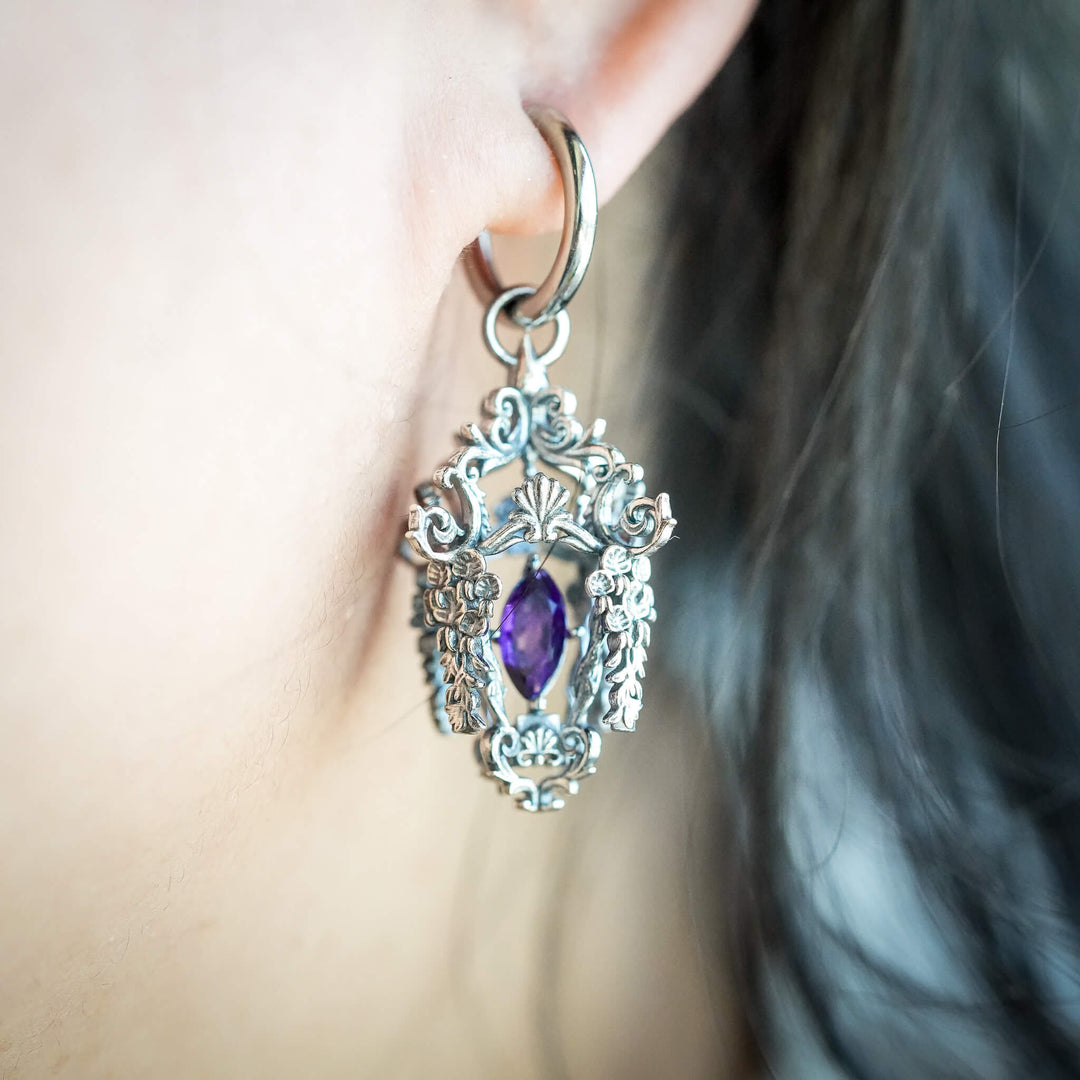 PAYMENT PLAN Wisteria Lantern Earrings (Titanium Hoops)