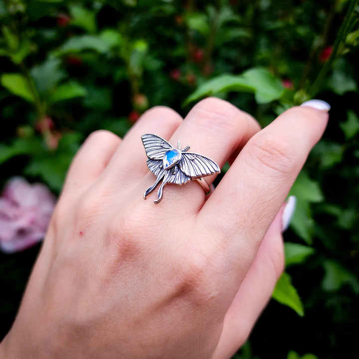 Moonstone Luna Moth Ring