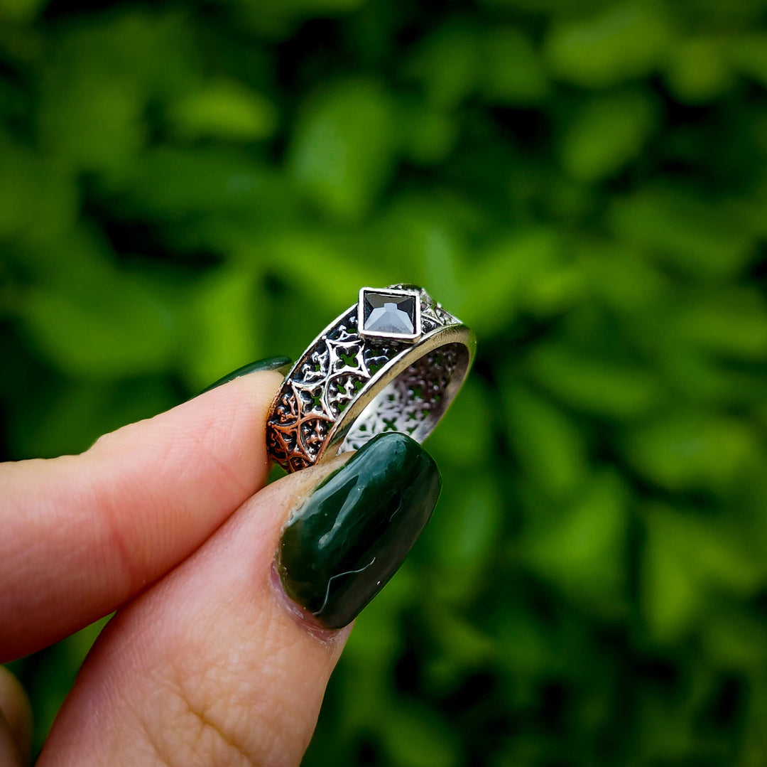Onyx Gothic Band Ring