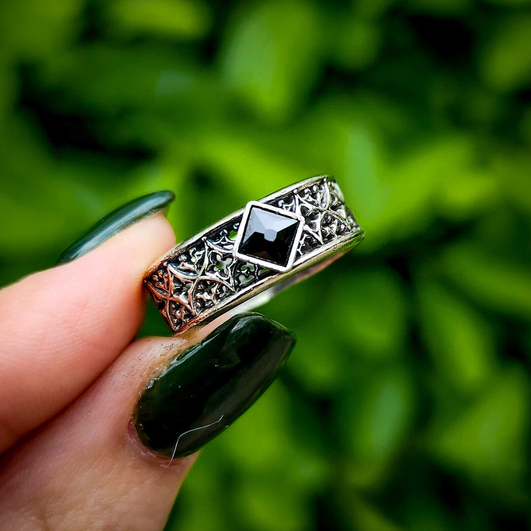 Onyx Gothic Band Ring