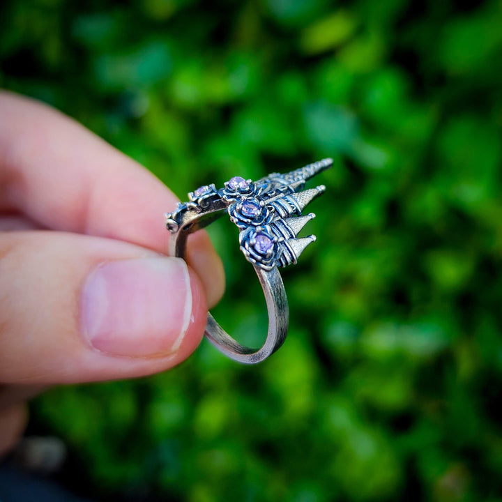 👻 Silver Pink Sapphire Castle Ring