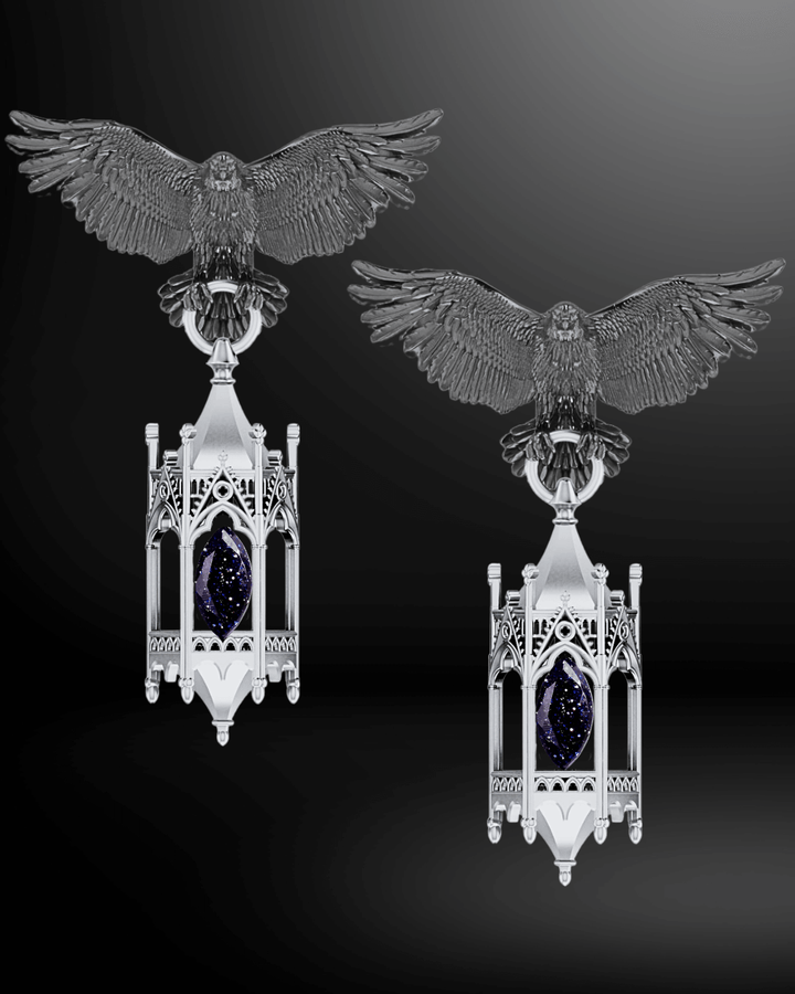 Elyssas Custom Raven Lantern Earrings