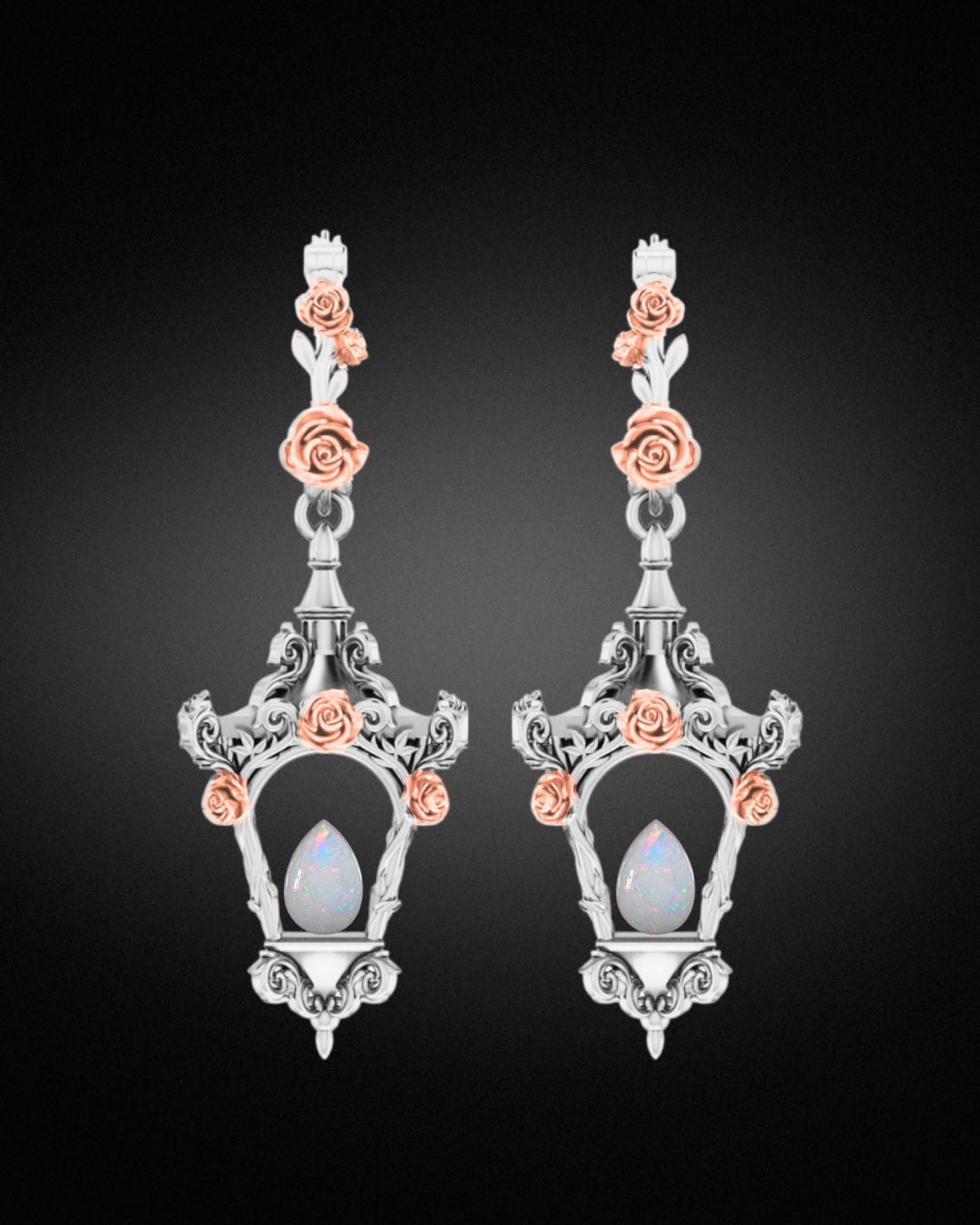 ANDRES' Rose Lantern Hoop Earrings