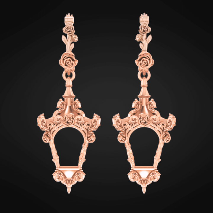 Rose Lantern Hoop Earrings