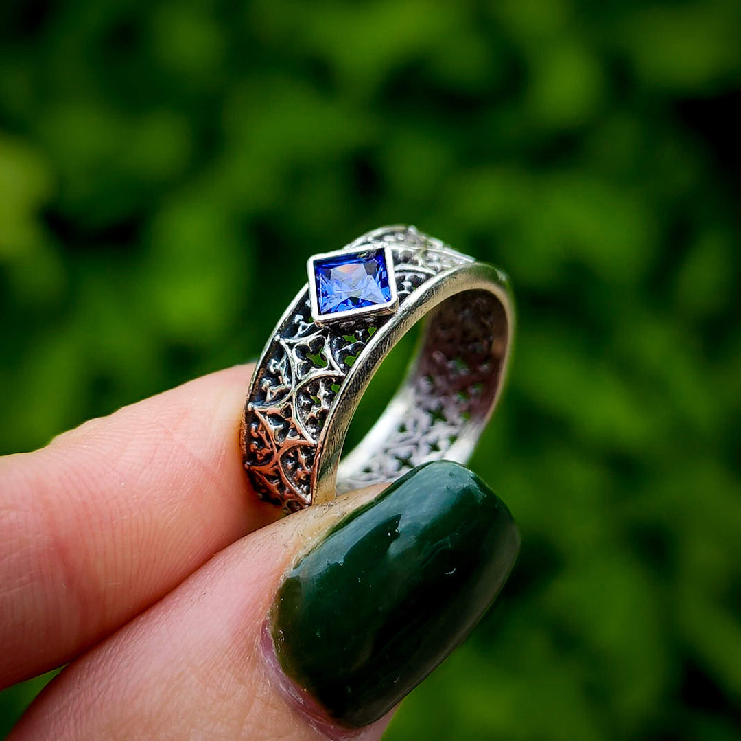 Tanzanite Gothic Band Ring