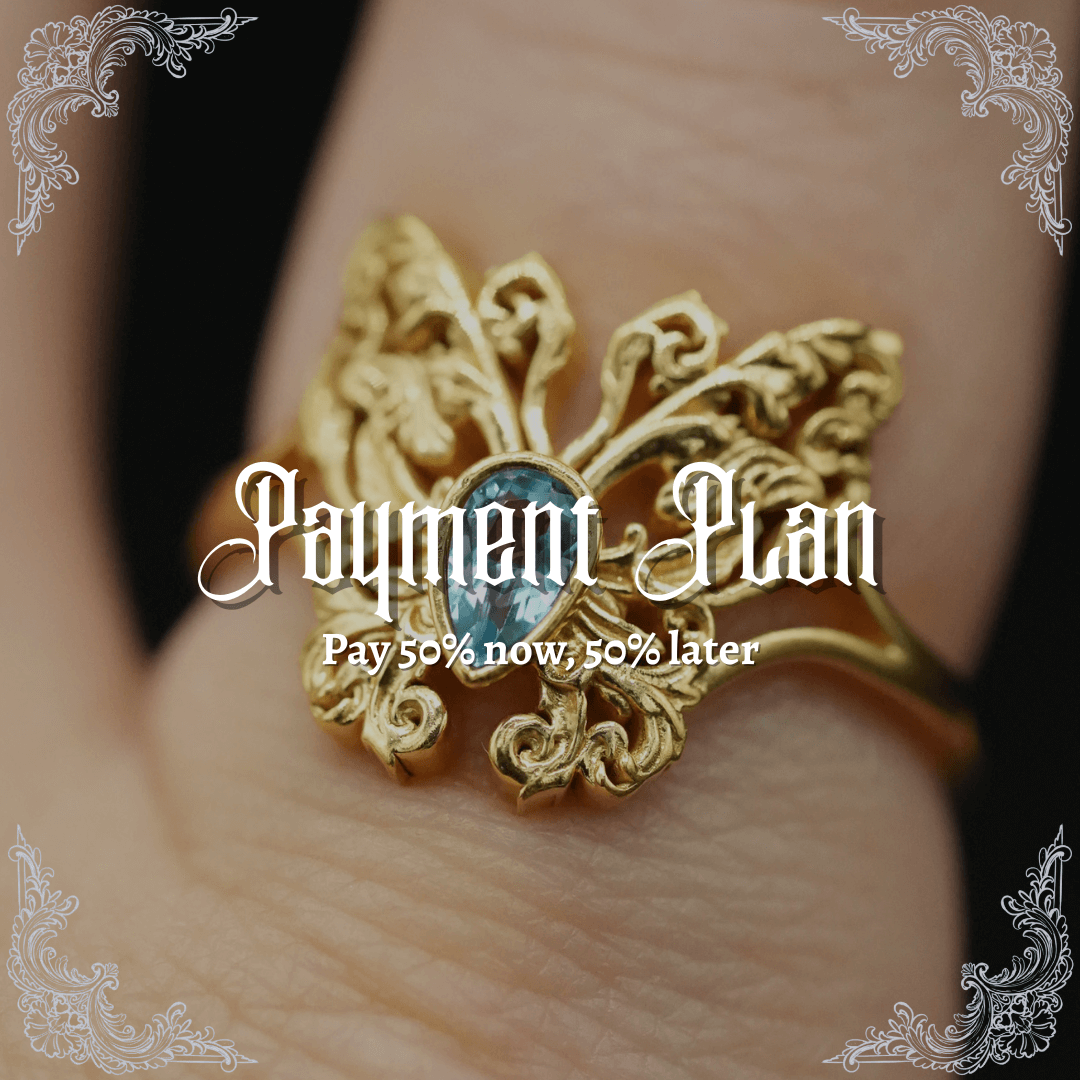 PAYMENT PLAN Sky Blue Topaz Rococo Butterfly Ring