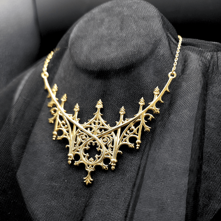 solid 4k gold cathedral necklace