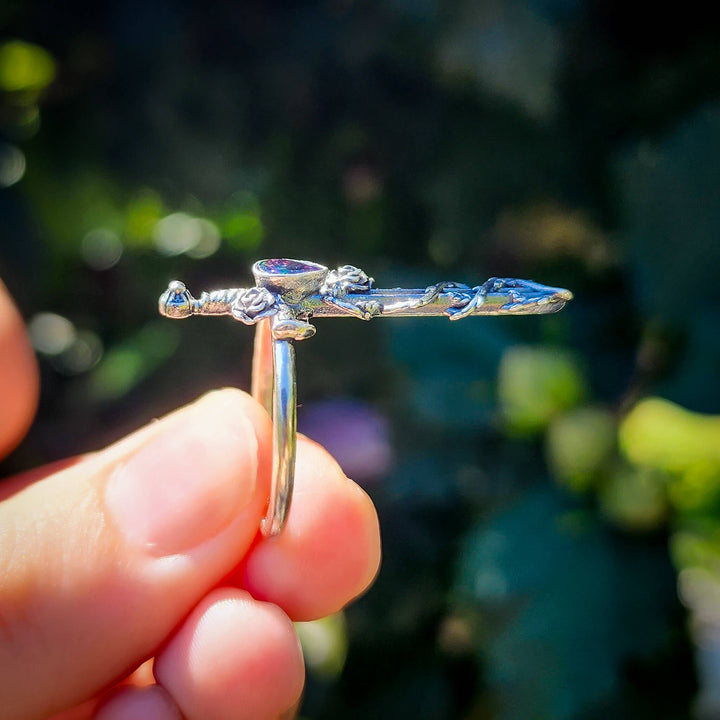 👻 Alexandrite Holy Rose Sword Ring Silver