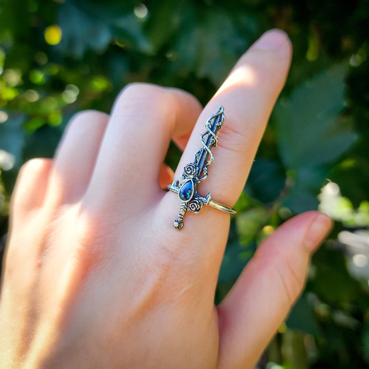 👻 Alexandrite Holy Rose Sword Ring Silver
