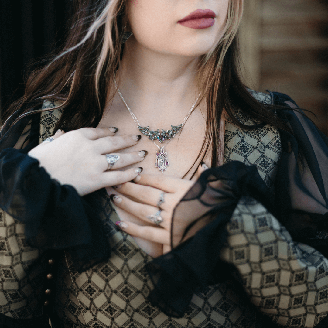 Silver Mystic Topaz Bat Swarm Necklace