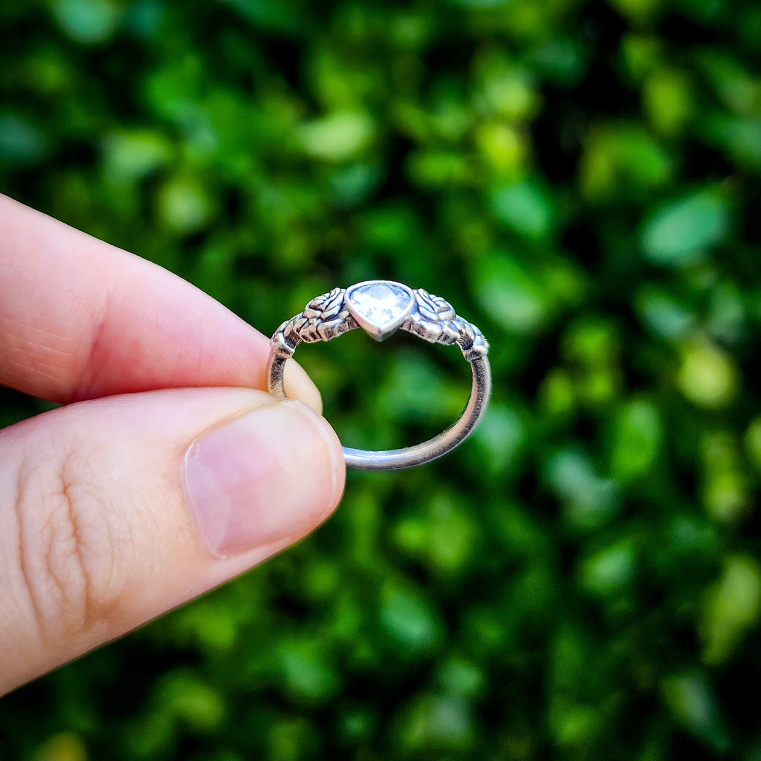 Silver Clear Crystal Rose Ring