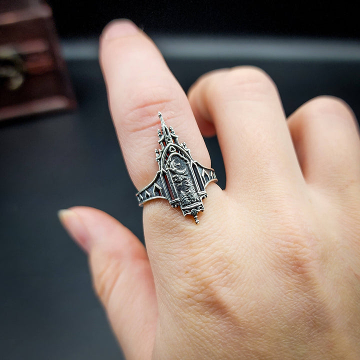 Silver Midnight Cathedral Ring