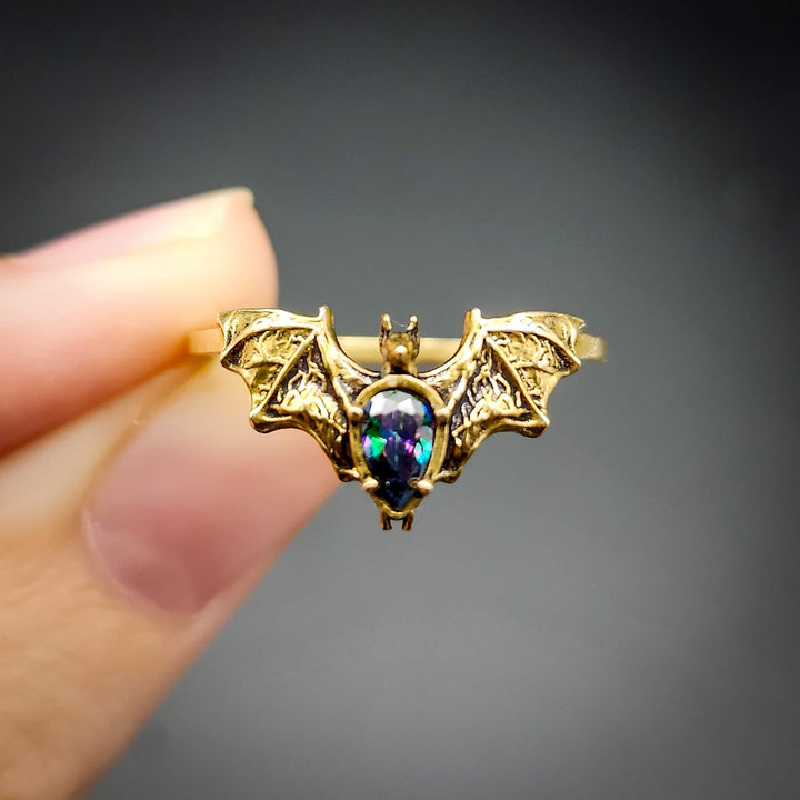 Brass Mystic Topaz Bat Ring