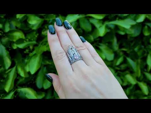 Silver Pink Sapphire Rose Cathedral Ring