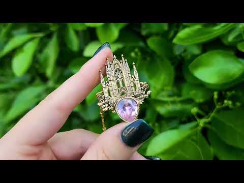 Brass Pink Sapphire Rose Cathedral Necklace