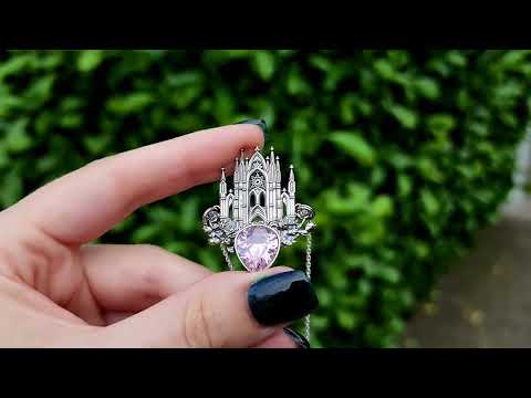 Silver Pink Sapphire Rose Cathedral Necklace