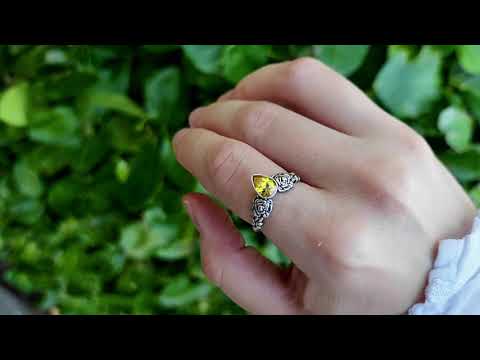 Silver Garnet Rose Ring