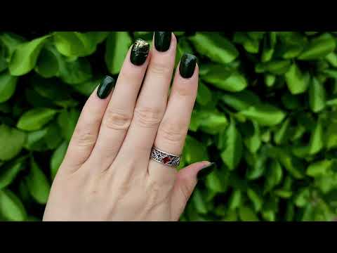 Garnet Gothic Band Ring