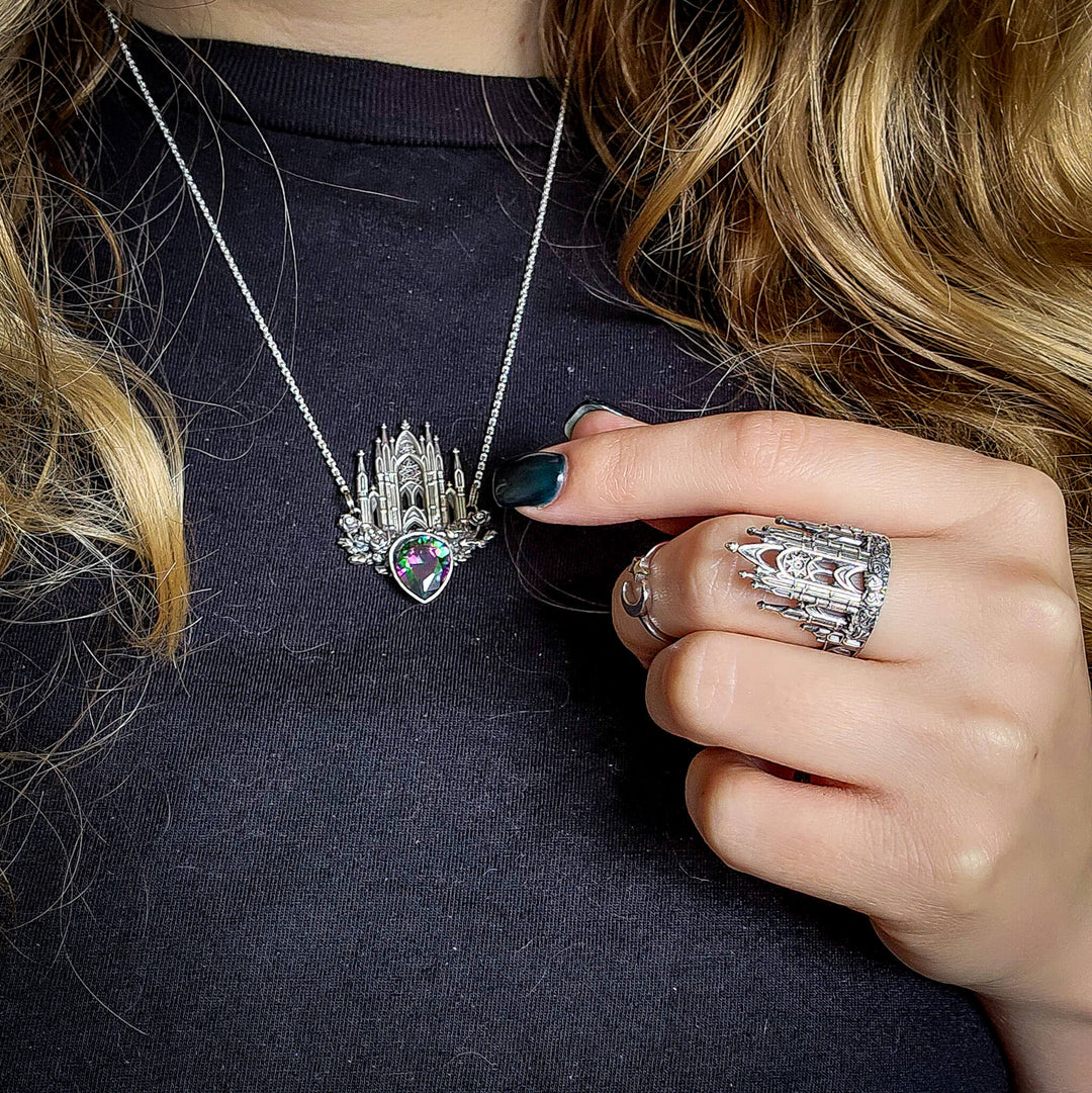 Silver Mystic Topaz Rose Cathedral Necklace