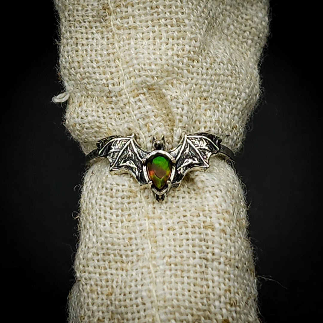 Limited Edition Silver Black Opal Bat Ring