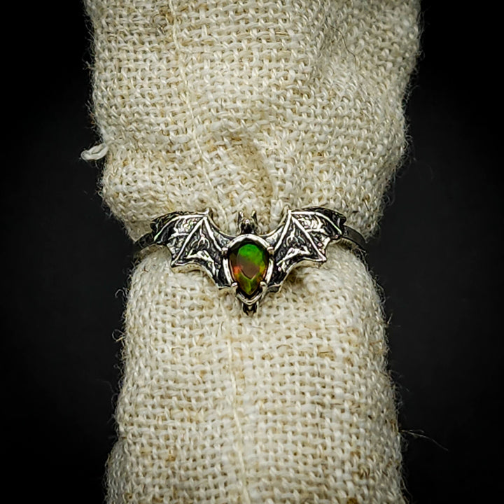 Limited Edition Silver Black Opal Bat Ring