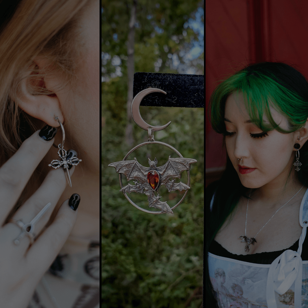 Handcrafted earrings showcased by a fashion model