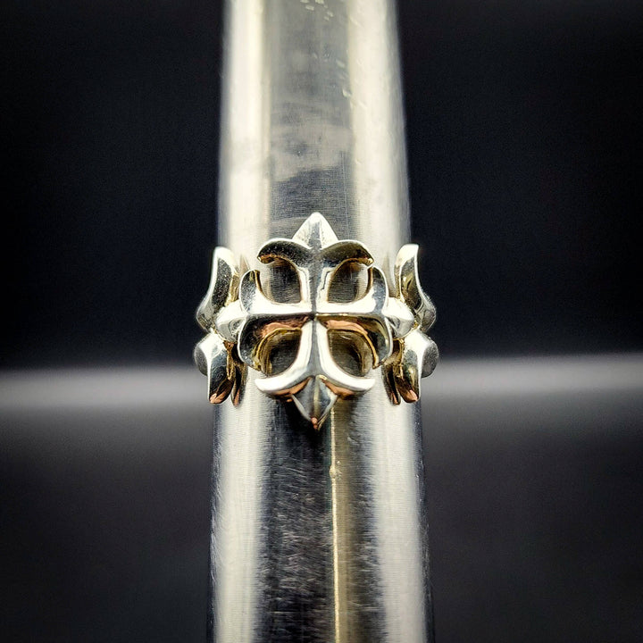 👻 Fleur De Lis Silver Cross Ring