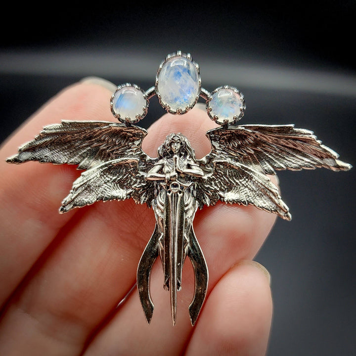 š» Moonstone Silver Seraphina Angel Necklace