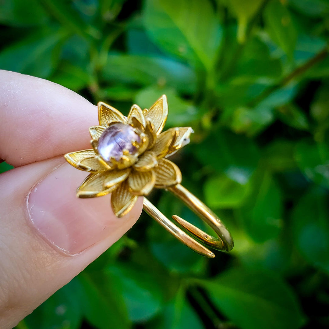 Brass Water Lily Ring