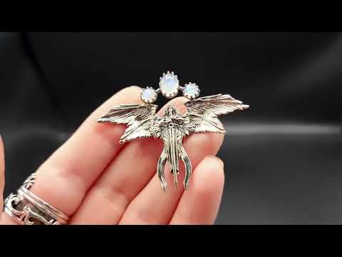 š» Moonstone Silver Seraphina Angel Necklace