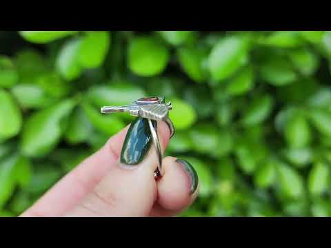 Garnet Luna Moth Ring