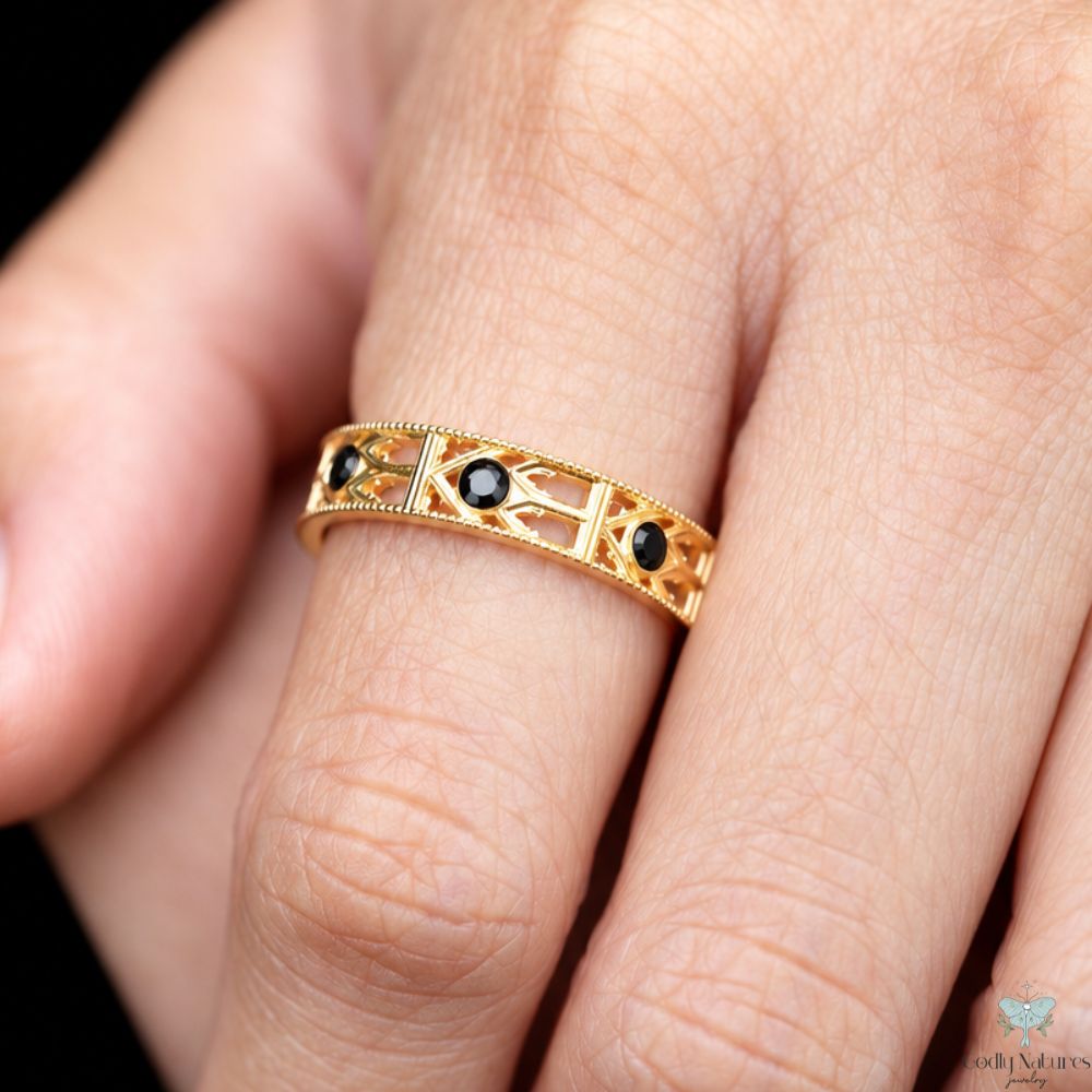 Infinity Band Ring - BLACK SPINEL