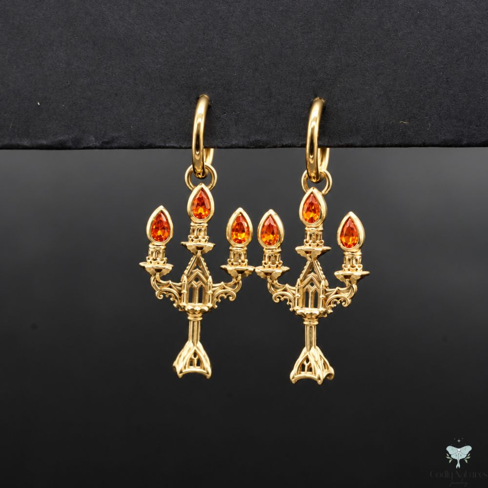 Vesper Candelabra Earrings: Jewel Flame