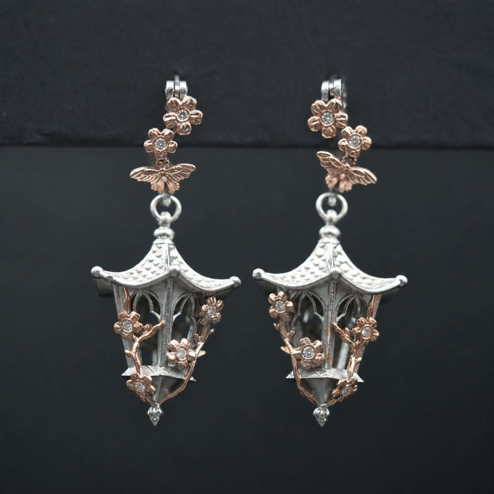 Sakura Lantern Earrings (With Gemstones)