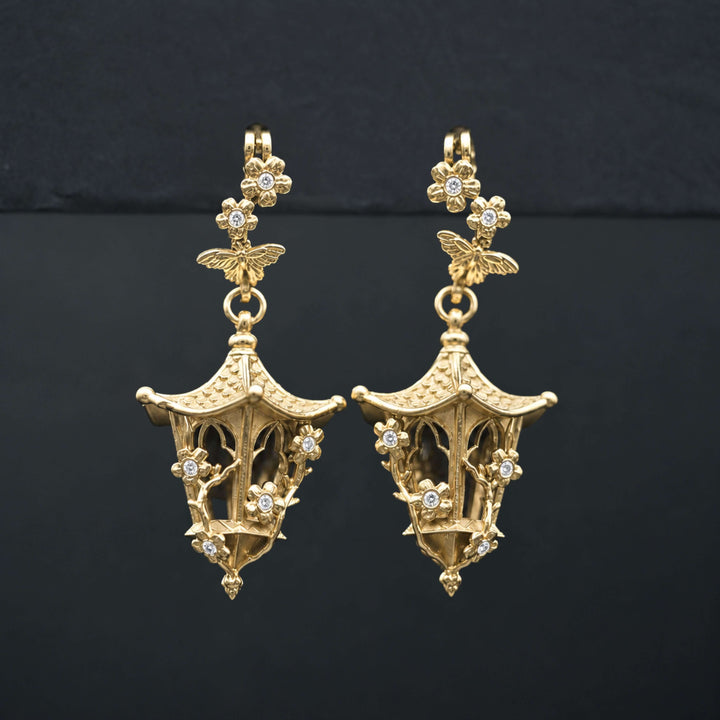 Sakura Lantern Earrings (With Gemstones)