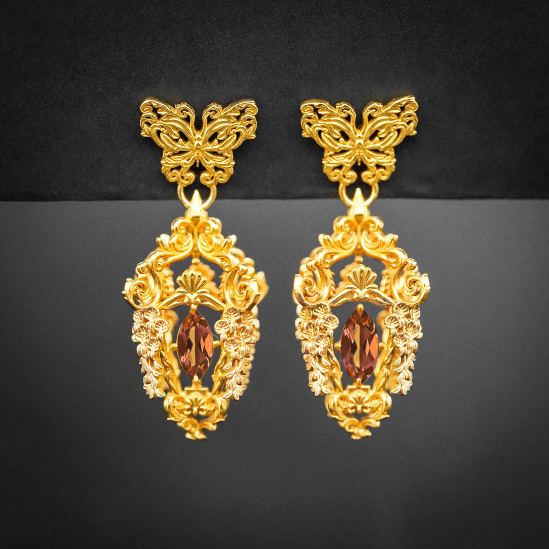 Wisteria Lantern Earrings (Butterfly Studs)