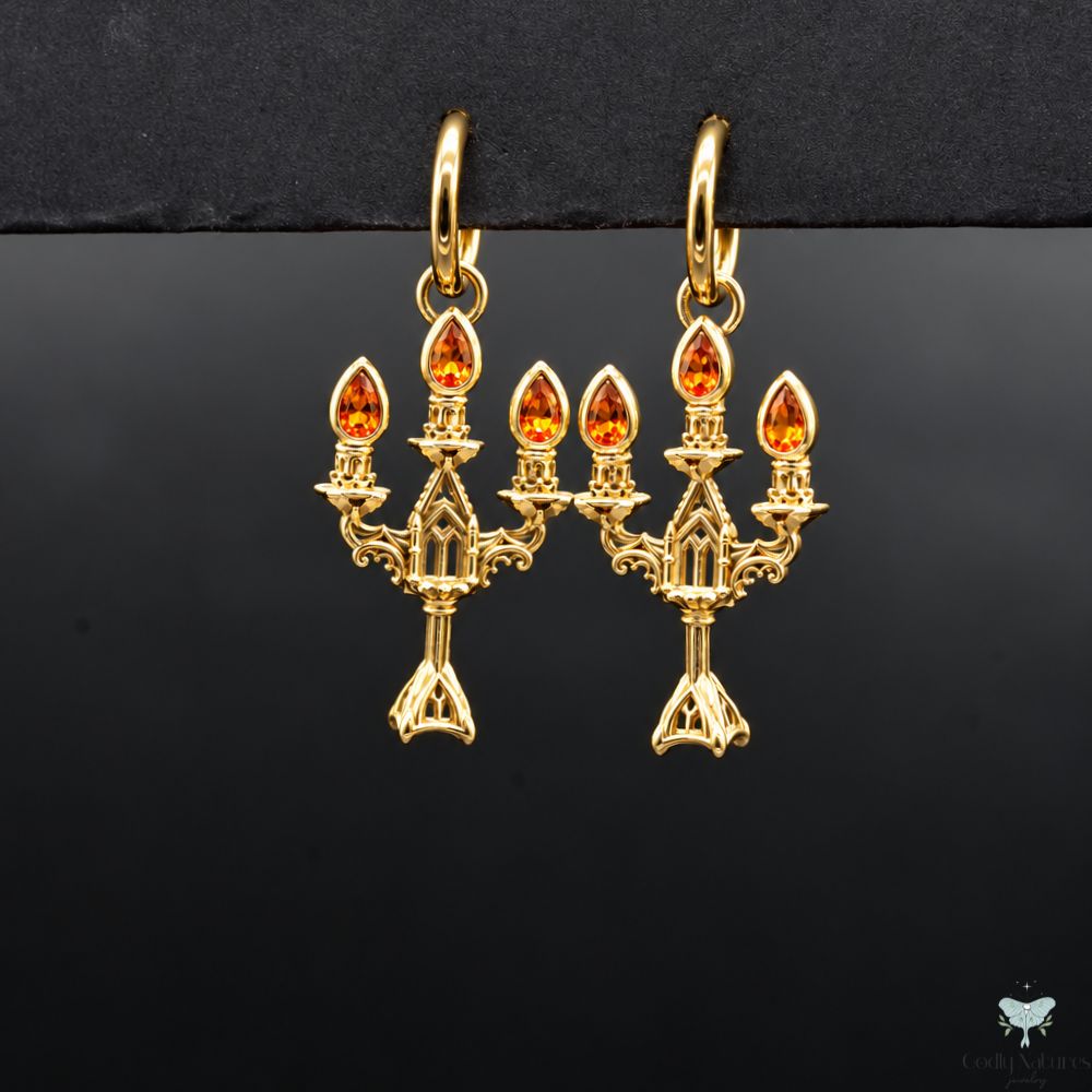 Vesper Candelabra Earrings: Jewel Flame