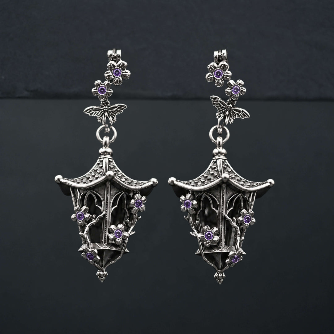 Sakura Lantern Earrings (With Gemstones)