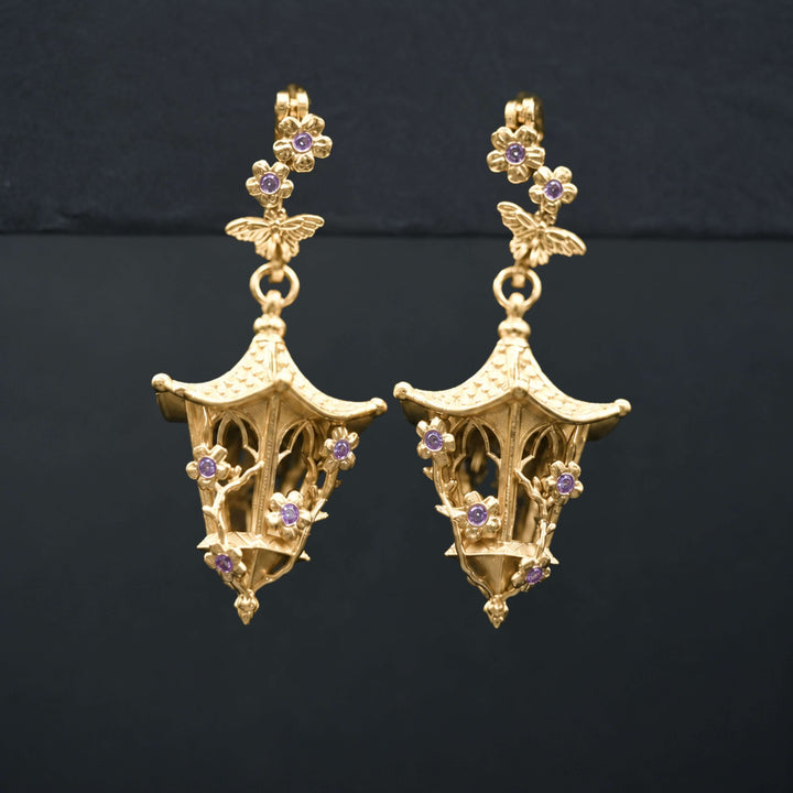 Sakura Lantern Earrings (With Gemstones)